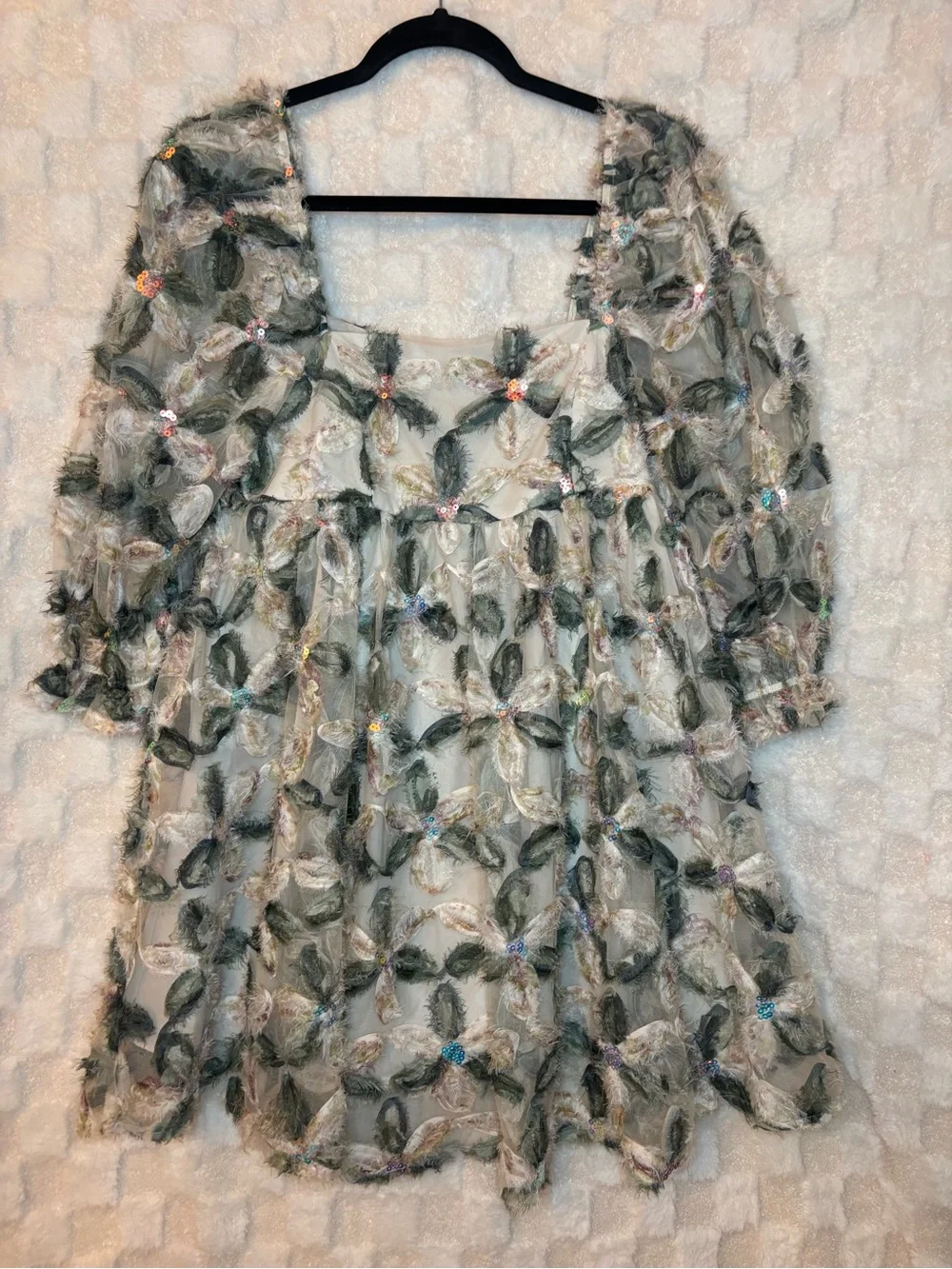 Storia babydoll Mini Dress sheer mesh M